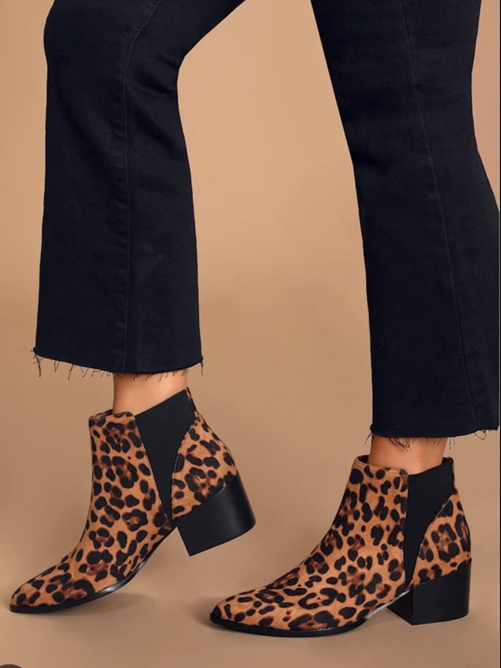 Chinese Laundry Jaguar Leopard Print Chelsea Ankle Boots - Tan & Black